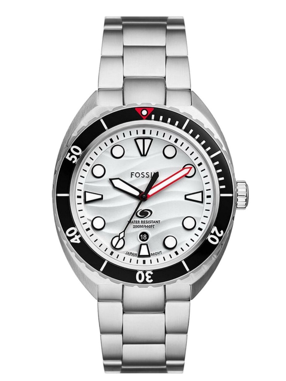 Fossil Men's Watch - Breaker White Dial Silver Stainless Steel Bracelet | FS6063